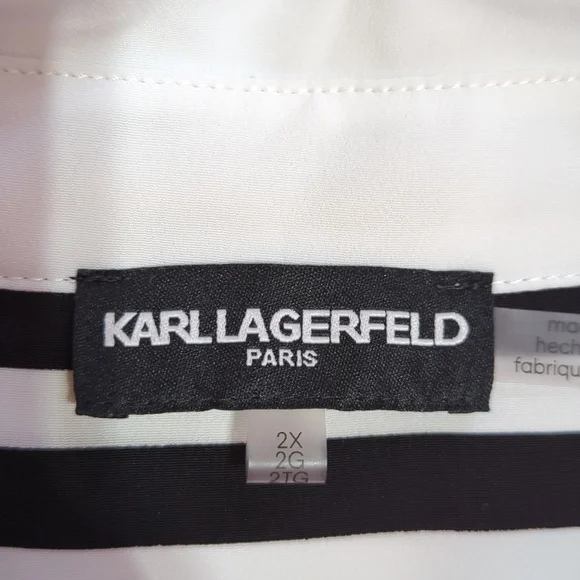 KARL LAGERFELD Women's Soft Long Sleeve Stripe Everyday Fashion Sport Blouse 2XL - Picture 7 of 10